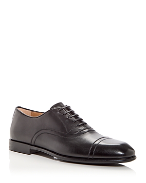 Ferragamo Men's Cortez Leather Cap Toe Oxfords In Nero