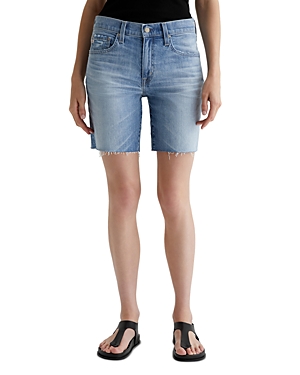 Ag Ex-boyfriend Distressed Raw Hem Mid Length Denim Shorts In 22 Years