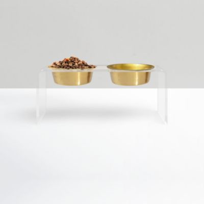 Medium Clear Double Bowl Pet Feeder, 1 Quart Bowls