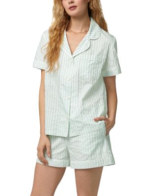 Striped Short Sleeve Boxer Pajama Set