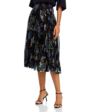 Forest Floral Pleated Skirt