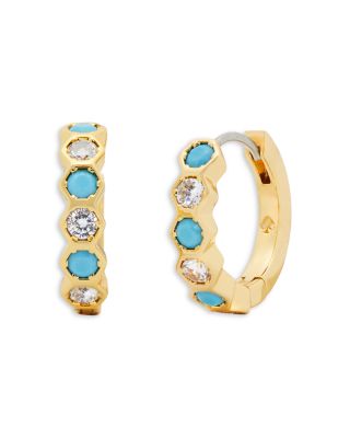 kate spade new york Pave Hexagon Set Huggie Hoop Earrings