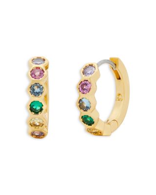 kate spade new york Pave Hexagon Set Huggie Hoop Earrings
