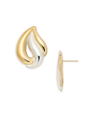 Jennifer Zeuner - Rio Tear Shape Drop Earrings in Sterling Silver & 18K Gold Plated Sterling Silver