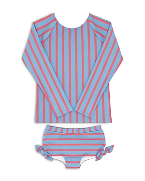 Minnow Girls' Maritime Stripe Rash Guard Two Piece Swimsuit Set - Baby, Little Kid, Big Kid In Multi