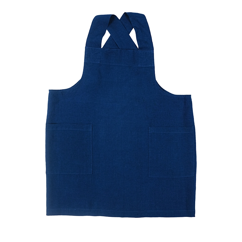 Kaf Home Firenze Stone Washed Linen Smock Apron In Blue