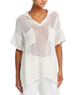 Vintage Havana Open Knit Polo Sweater