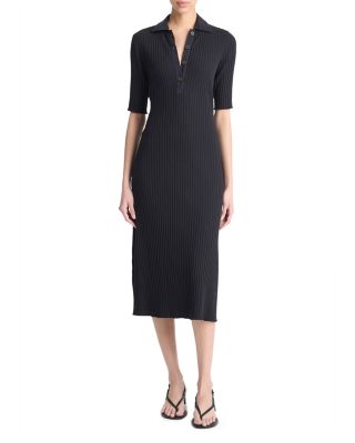 Vince - Ribbed Knit Polo Shirt Dress