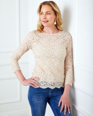 Karen Kane Lace Scalloped Edge Top | Bloomingdale's Women