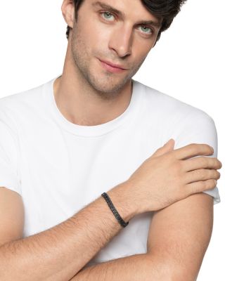 Men's Curb Chain Bracelet in Black Titanium with Black Diamonds, 8mm