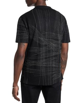 Simon Metallic Cross Hatch Jacquard Button Down Camp Shirt