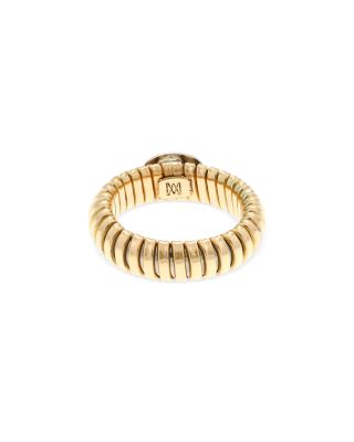 18K Yellow Gold Via Giardino Tubogas Domed Ruby Cabochon & Diamond Ring