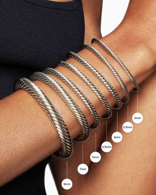 Classic Cable Bracelet in Sterling Silver with 14K Yellow Gold Domes, 5mm