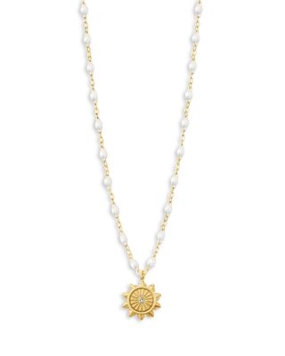 Gigi Clozeau - 18K Yellow Gold Bead Sun Pendant Necklace, 16.5"