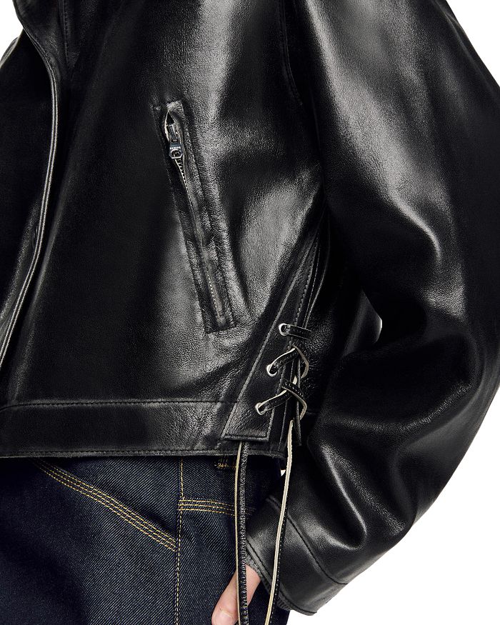 Sandro Jude Leather Jacket In Black