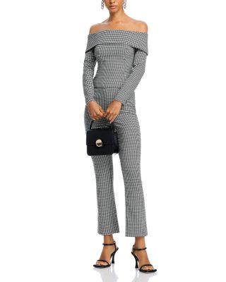 TOCCIN - Stilla Houndstooth Off The Shoulder Top & Claire Cigarette Pants