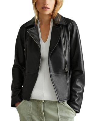 REISS - Febe Belted Leather Moto Jacket