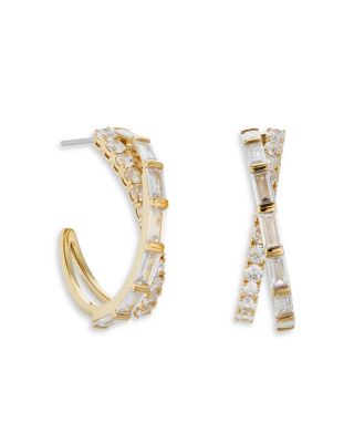 Nadri Tessarae Crossover Hoop Earrings
