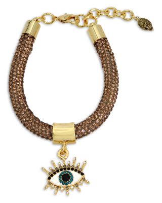 KURT GEIGER LONDON - Pav&eacute; Evil Eye Charm Bracelet in Gold Tone
