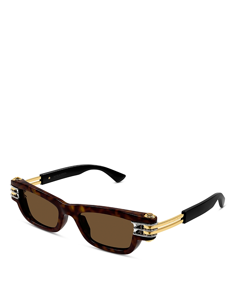 Bottega Veneta Bolt Rectangular Injection Sunglasses, 50mm In Havana/brown Solid