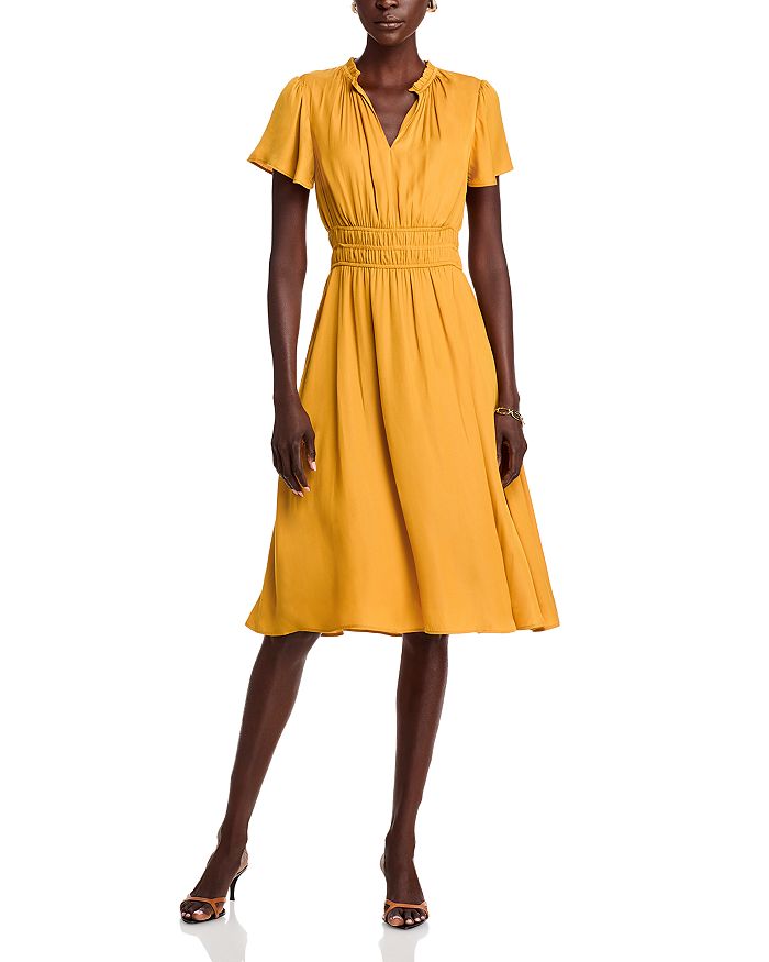 T-Tahari Pleated Halter Midi Dress