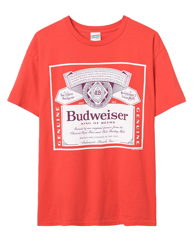 Junk Food Clothing Budweiser Label King Of Beers Flea Market Tee In Red