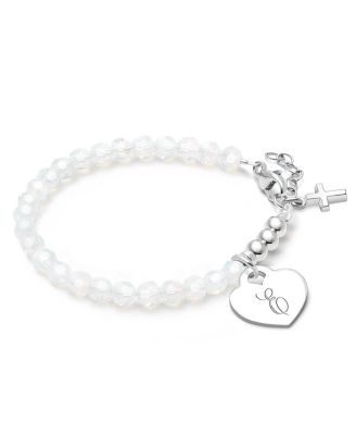 Tiny Blessings - Children's Sterling Silver Signature White Crystal with Cross Girls' 5.25" Bracelet