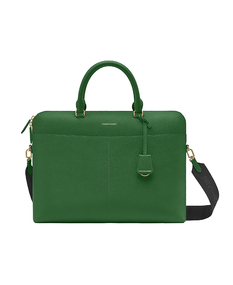 Maison De Sabre Top Handle Leather Laptop Bag In Emerald Green