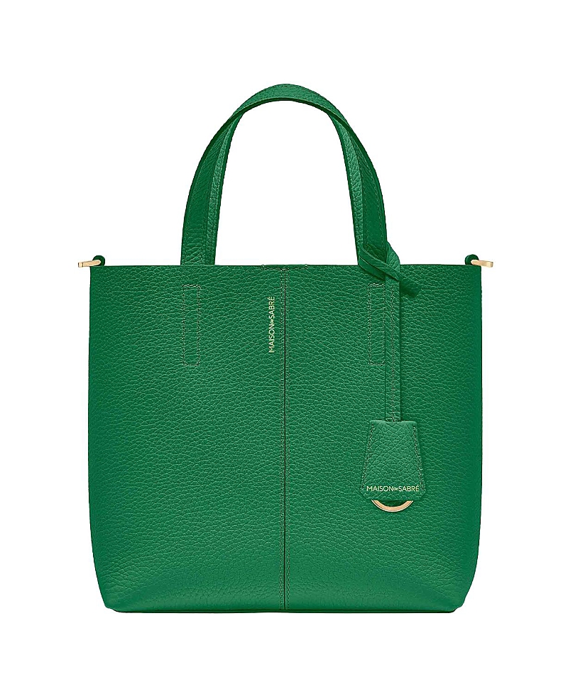 Maison De Sabre Leather Detachable-strap Soft Tote In Emerald Lily