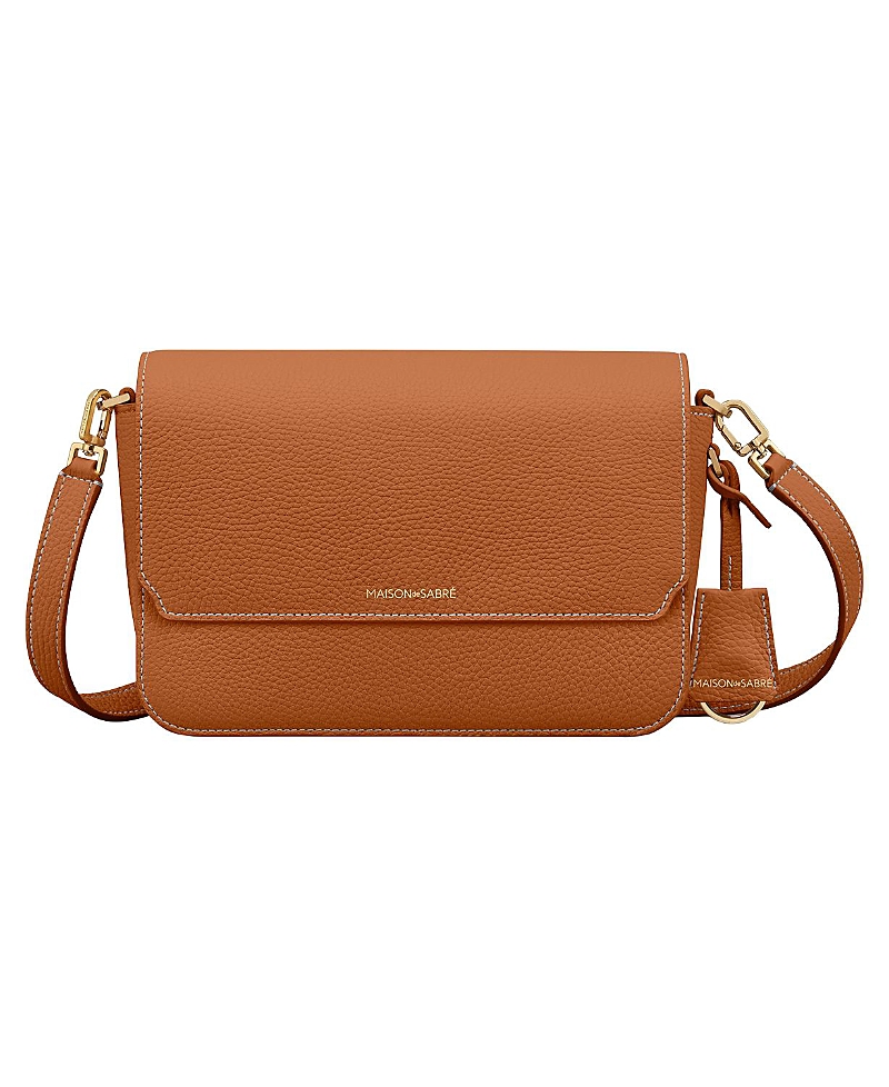 Maison De Sabre Flap Leather Shoulder Bag In Brown