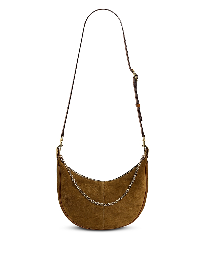 Gerard Darel Le Suzanne Suede Half Moon Bag In Amber