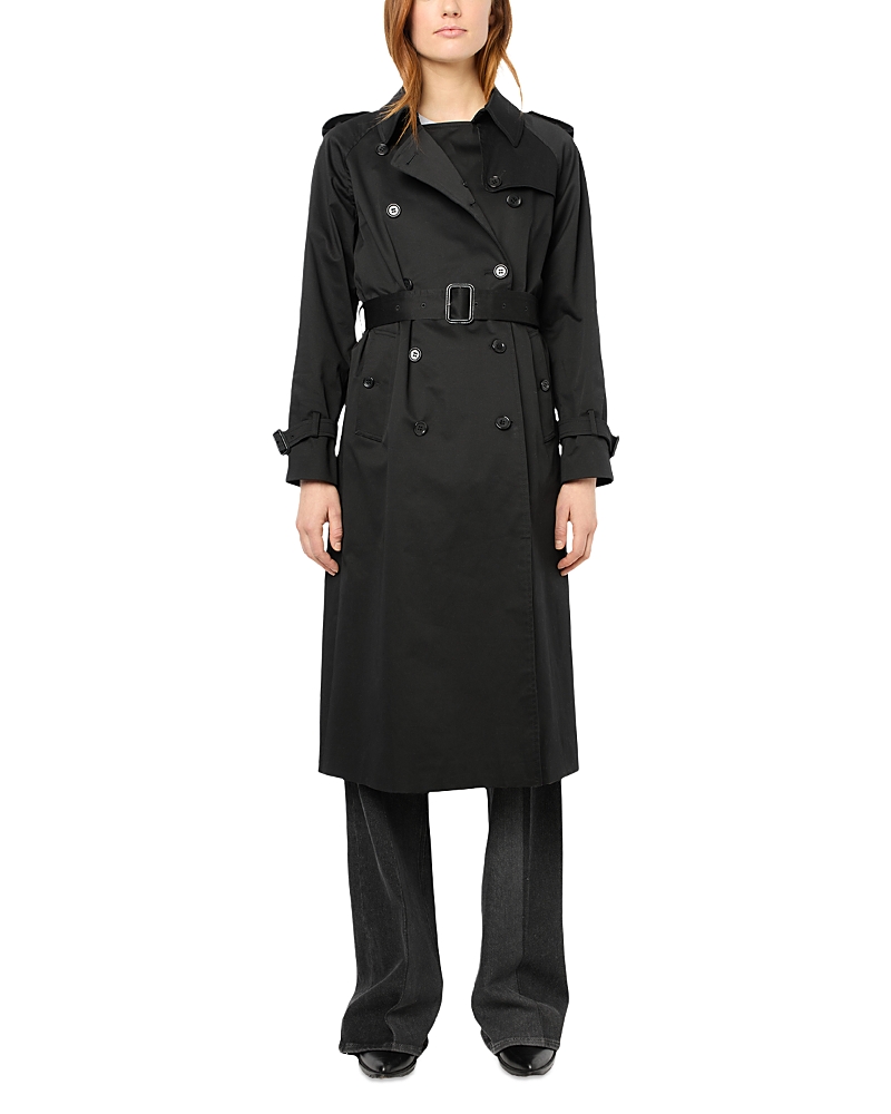 Gerard Darel Serge Double Breasted Coat In Black