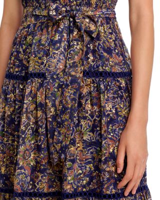 Metallic Floral Midi Dress - Exclusive