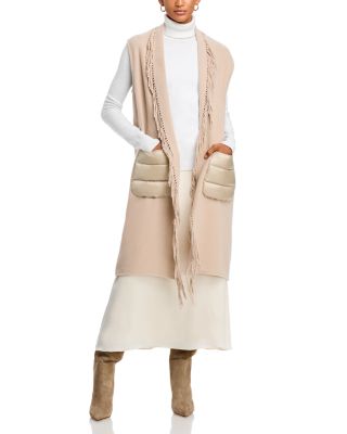 Sleeveless Mixed Media Wool Cashmere Coat