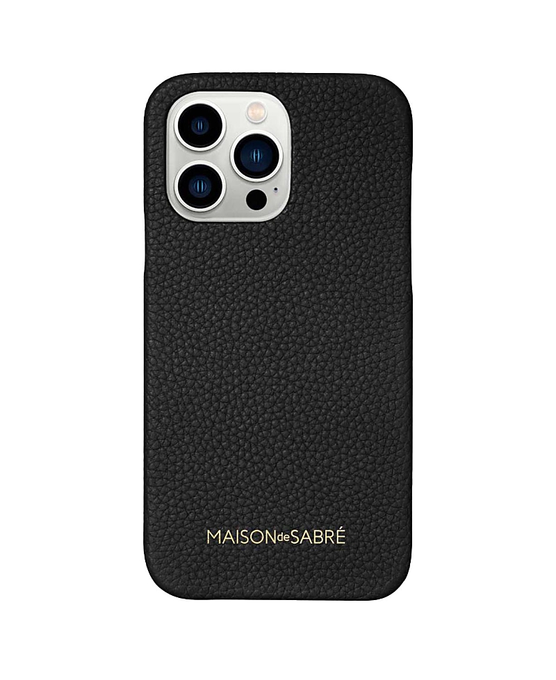 Maison De Sabre Leather Phone Case (iphone 13 Pro) In Black Caviar