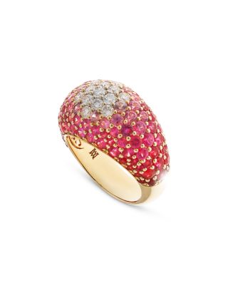 Alberto Milani 18K Yellow Gold Via Fiori Scuri Pink Sapphire Ombre & Diamond Domed Cluster Ring - Exclusive, Italy Campaign