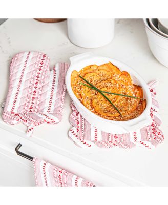 Villa Stripe Oven Mitt and Pot Holder Set of 2
