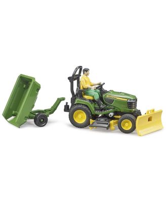  bworld John Deere Lawn Mower Tractor with Trailer and Gardener 2-4 - Ages 5-7