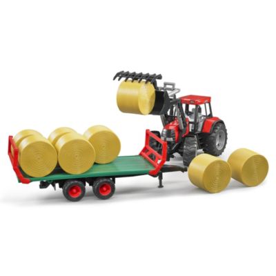  1/16 Flat Wagon Bale Carrier with Tandem Axle Round Bales Toy 2-4 - Ages 2-4