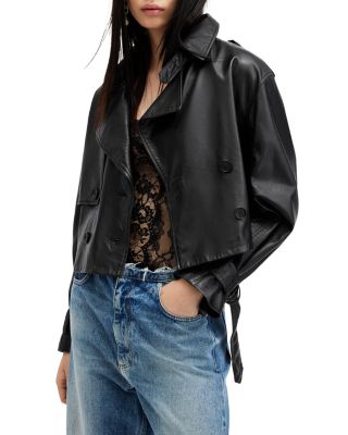 Hendry Leather Cropped Trench Coat
