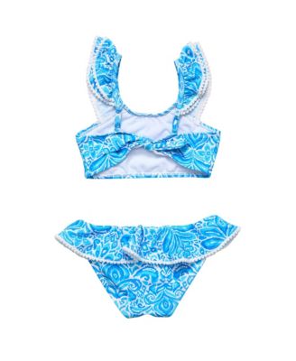  Unisex Santorini Blue Frill Crop Bikini-Little