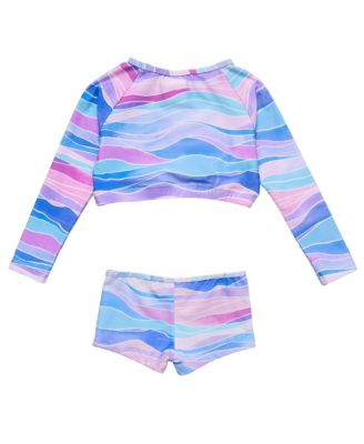  Unisex Water Hues Crop Long Sleeve Rash Top Set