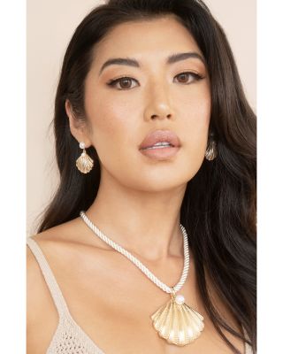 Scallop Shell Earrings with Cultured Freshwater Pearls