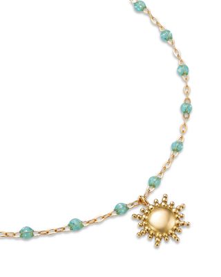 18K Yellow Gold Classic Sun &amp; Resin Bead Link Bracelet