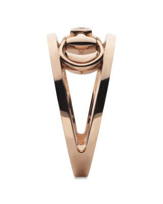 18K Rose Gold Horsebit Diamond Accent Openwork Ring