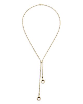 18K Yellow Gold Horsebit Lariat Necklace, 21"