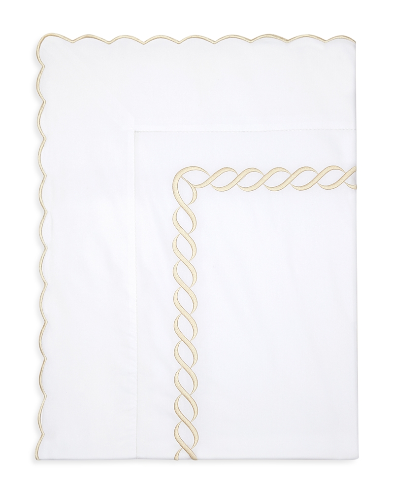 Pratesi Treccia Flat Sheet, Twin In White/beige