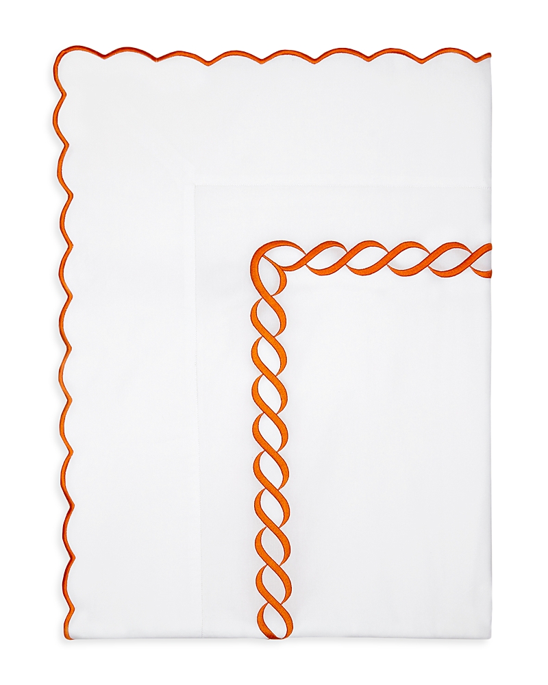 Pratesi Treccia Flat Sheet, Twin In White/orange
