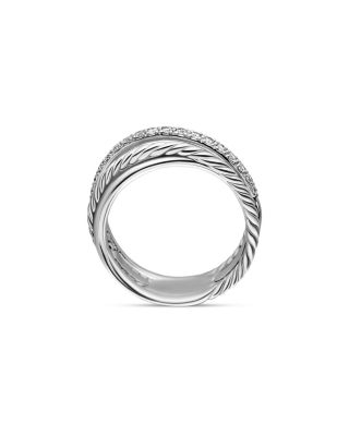 Crossover Ring with Diamonds