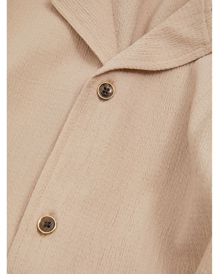 Hunt Textured Crepe Regular Fit Button Down Camp Shirt